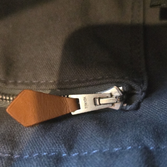 Hermes Gray Canvas Tote Black Stripes, GUC, Quiet Luxury, French Chic, Unisex - Picture 6 of 9